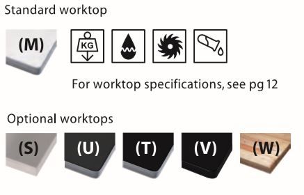 WH-5 series workbench top options
